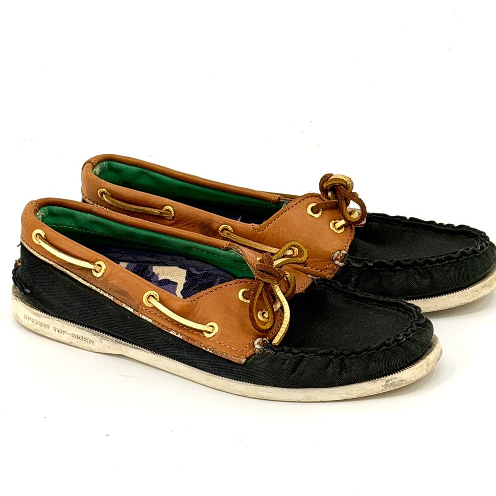 Milly for Sperry Navy Blue Brown Leather Boat Shoes